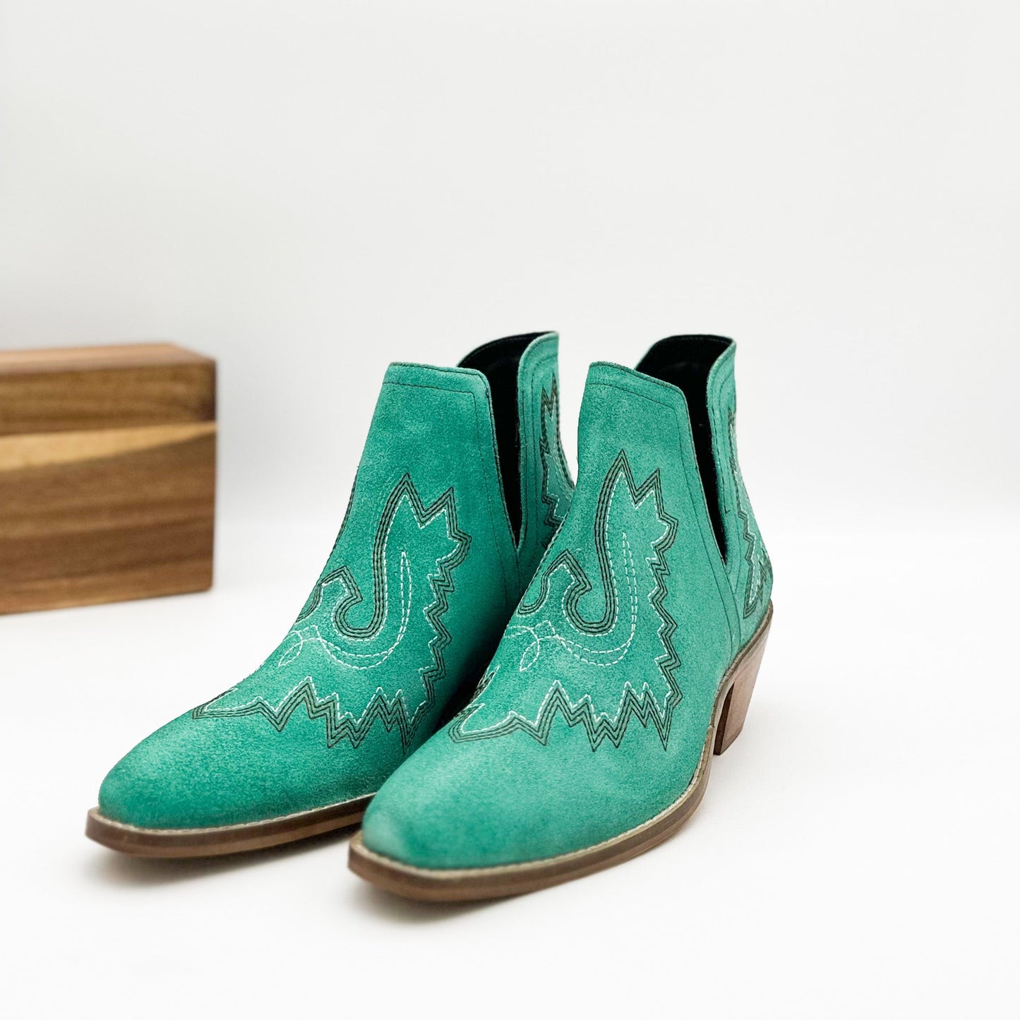 Saddle Up Leather Booties - Turquoise