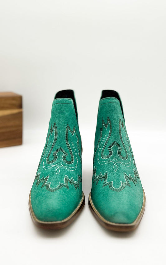 Saddle Up Leather Booties - Turquoise