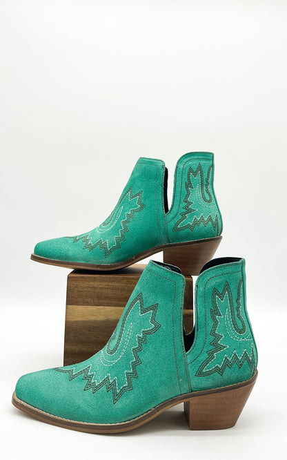 Saddle Up Leather Booties - Turquoise