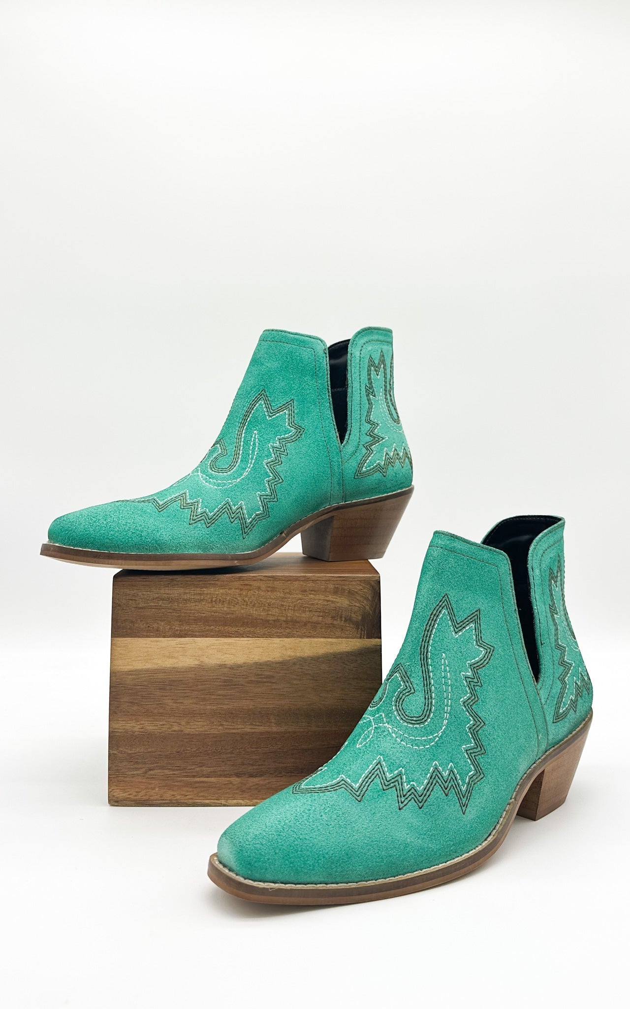 Saddle Up Leather Booties - Turquoise