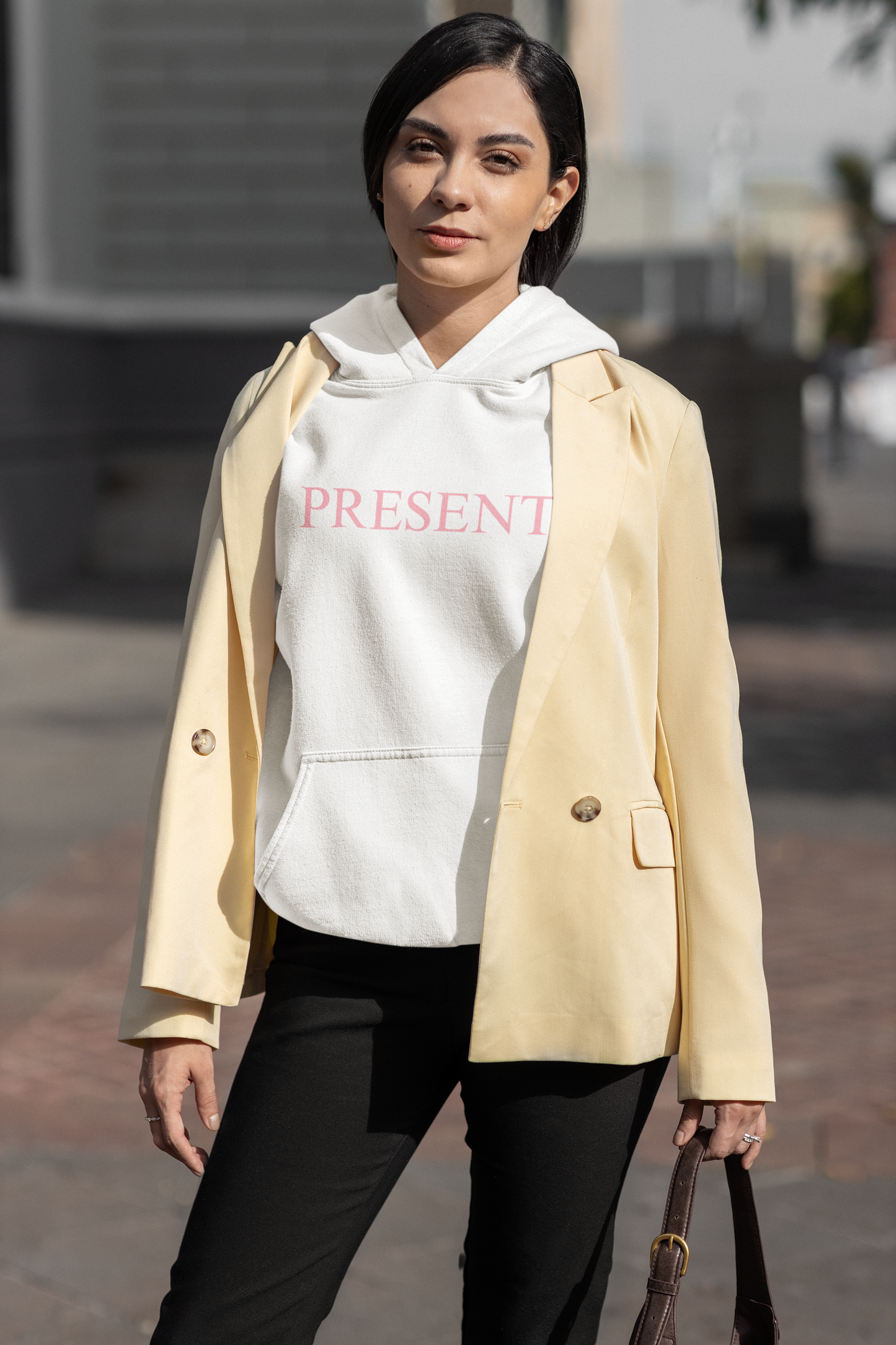 Cozy Present White with Pink Hoodie