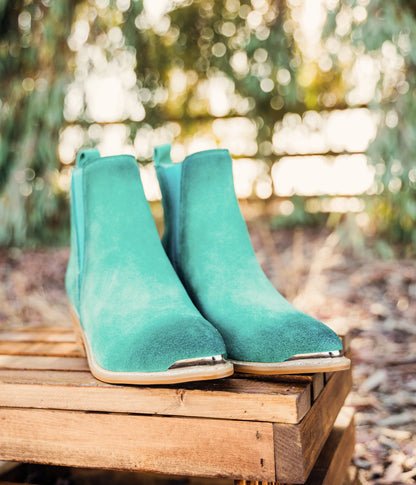 Teal Luxe Suede Ankle Boots