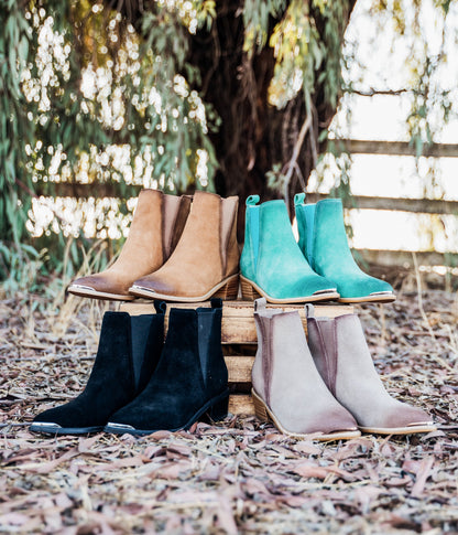 Teal Luxe Suede Ankle Boots